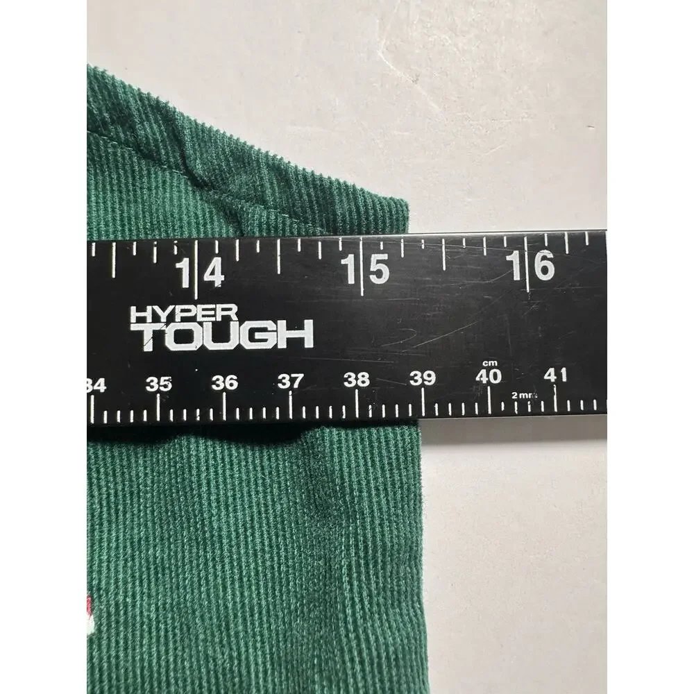 Gymboree Girls Size 12 Christmas Dress Green Corduroy Santa Hat Embroidered